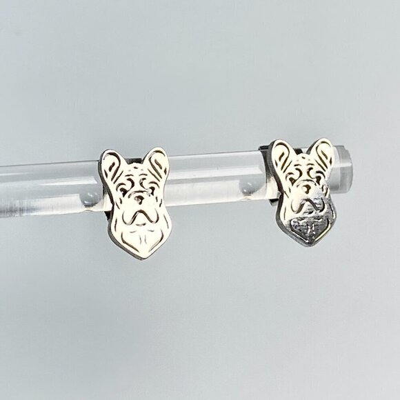 Tiny French Boxer Stud Earrings Stainless Steel - Picture 3 of 7